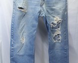 Vtg 80s Levis 506 Orange Tab Tag 34W x 30L Ripped Distress Blue Jeans USA - $73.49