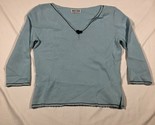 Brenda Serper Sweater Womens Medium Light Blue V Neck Viscose Art To Wear - $25.73