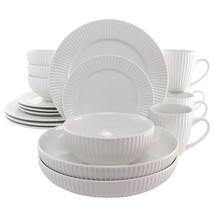 Elama Elle 18 Piece Porcelain Dinnerware Set with 2 Large Serving Bowls ... - $131.49