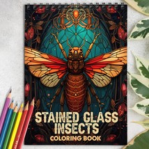 Stained Glass Insects Spiral-Bound Coloring Book for Adult, Easy, Stress Relief - £15.97 GBP