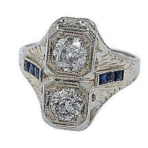 18k White Gold Diamond &amp; Lab-Created Sapphire Ring Sz 5.5 TDW = 0.90 ct - £1,700.02 GBP