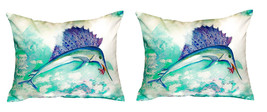 Pair of Betsy Drake Betsy’s Sailfish No Cord Pillows 16 Inch X 20 Inch - £63.30 GBP