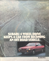 1987 Subaru Vintage Print Ad 4 Wheel Drive Keeps A Car From Becoming Off... - $14.45