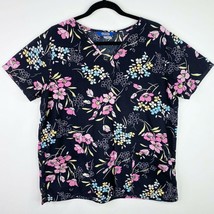 Scrub Wear Floral Patterned Printed Scrub Top Shirt Size Medium M - $6.92