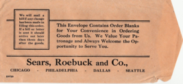 Sears, Roebuck and Co Envelope for Order Blanks c1920&#39;s #2 - £7.86 GBP