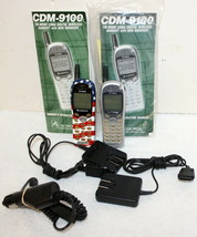 2- Audiovox CDM9100 Cellphones w/ Chargers &amp; Paperwork ~ Vintage ~ One w... - $19.99