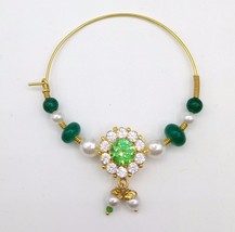 TRADITIONAL RAJASTHANI 20K NOSE RING NATH BRIDAL ANTIQUE LOOK CZ AND COL... - $441.30