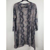 Nally &amp; Millie Long Sleeve Shirt Dress Medium Womens Grey Animal Print Pullover - £20.93 GBP