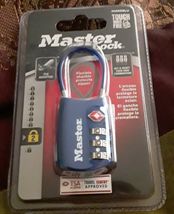 MASTER LOCK 4688 DBLU Luggage Padlock,1  2/3",Oval, Blue Flexible Shackle - $14.99