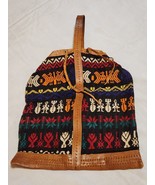 Handmade Rug Bag Boho Purse Leather Strap Woven Southwest w/ Matching Co... - £23.45 GBP