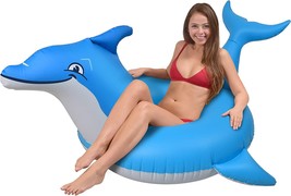 GoFloats Dolphin Pool Float Party Tube - Inflatable Rafts for Adults &amp; Kids - £27.07 GBP