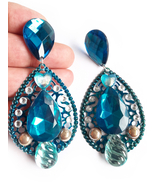 Teal Earrings, Teal Drop earrings, Peacock Earrings, Blue Green Earrings... - £17.26 GBP