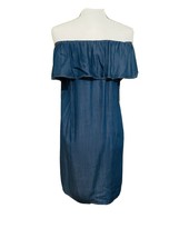 Glam Womens Blue Cotton Denim Off Shoulder Dress S - $29.00
