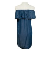 Glam Womens Blue Cotton Denim Off Shoulder Dress S - $39.78 CAD