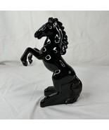 Vintage Glass Horse Pony Opaque Black 7.5” Tall Rearing Stallion Beauty ... - £38.94 GBP