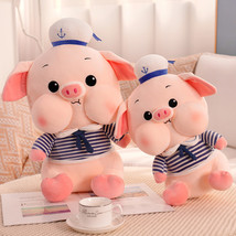 Navy Pig Doll Stuffed Soft Animal Piggy Plush Toy Kids Baby Huggable Toy Lovely  - £25.19 GBP