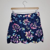 Lush | Navy Blue Pink Scalloped Hem Mini Skirt, size medium - $14.50