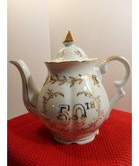 Lefton China 50th Anniversary Hand-Painted Teapot with Lid 4933 - $38.61