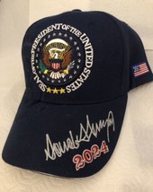 Trump Hat 2024 Blue Eagle Seal President Signature Maga Gop Republican Usa Flag - £19.69 GBP
