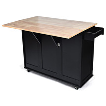 Drop-Leaf Kitchen Island Trolley Cart Wood Indoor Cabinet w/Spice Rack &amp;... - $408.99