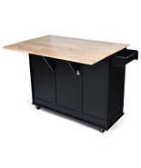 Drop-Leaf Kitchen Island Trolley Cart Wood Indoor Cabinet w/Spice Rack &amp;... - £319.93 GBP