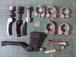 7TT01 ASSORTED BIKE ACCESSORIES: BRAKE LEVER &amp; CLAMPS, GOOD CONDITION - £7.52 GBP