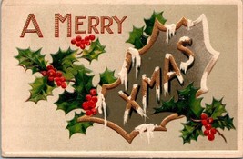 Vintage Embossed Merry Xmas Postcard - £6.98 GBP