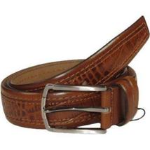 Men Genuine Leather Belt PIERO ROSSI Turkey Crocodile print Stitched 3071 Cognac image 8