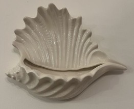 VINTAGE SHELL WALL SCONCE CERAMIC PLANTER POCKET IVORY 14” Chipped - $65.00
