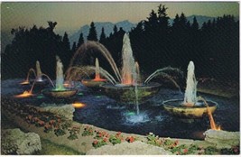 Postcard Sundown At The Fountain Rockway Gardens King Street Kitchener Ontario - £3.09 GBP