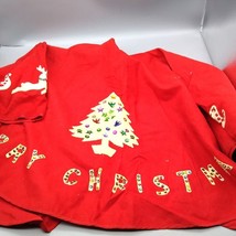 Vintage MCM Applique Christmas Tree Skirt, Red Felt with Sequinned Decor... - £59.00 GBP