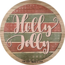 Holly Jolly Red and Green Novelty Circle Coaster Set of 4 - £15.59 GBP