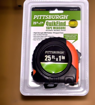 Pittsburg Quick Find Belt Clip Measuring Tape 25’ x 1” NEW Easy Read 69030 - $6.92