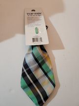 Top Paw Dog Collar Slide F&amp;T Green Plaid Tie Size Medium/Large - £6.27 GBP