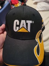 Caterpillar Hat/Cap Black With Flames Adjustable Hook and Loop Closure - £19.84 GBP