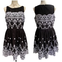 S.L.fashions black white embroidered cotton feminine dress prom wedding ... - $44.45
