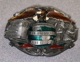 Vtg Belt Buckle Proud to Be An American Fire Fighter 1986 Bergamot Made ... - $373.35 MXN