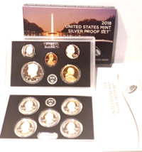 2018 S US Mint Silver Proof Set - 10 Coins COA Original Box - $84.15