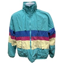Vintage North Bay Classics Windbreaker Jacket L 90s Color Block White  p... - $43.69