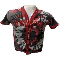 Evolution in Design Men&#39;s sz S #23 Trippin Baseball Jersey White Red Black Paint - £10.27 GBP
