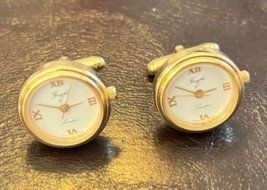 Forsythe of London Cufflinks Cuff Links Clocks not working Vintage gold tone - $17.99