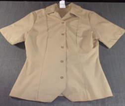 Usn U.S. Navy Tan Khaki Uniform Short Sleeve Dress Shirt Womens 6R / 6 Regular - £17.19 GBP