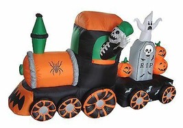 7 Foot Long Halloween Inflatable Skeleton Ghost Pumpkins Train Yard Decoration - £85.24 GBP