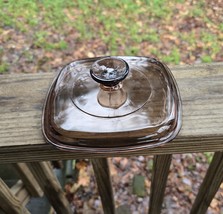 Corning Visions Amber Square Lid with 32 Pyrex A 7 C   on it&#39;s Edge. 6-1/2&quot;W  - $16.00