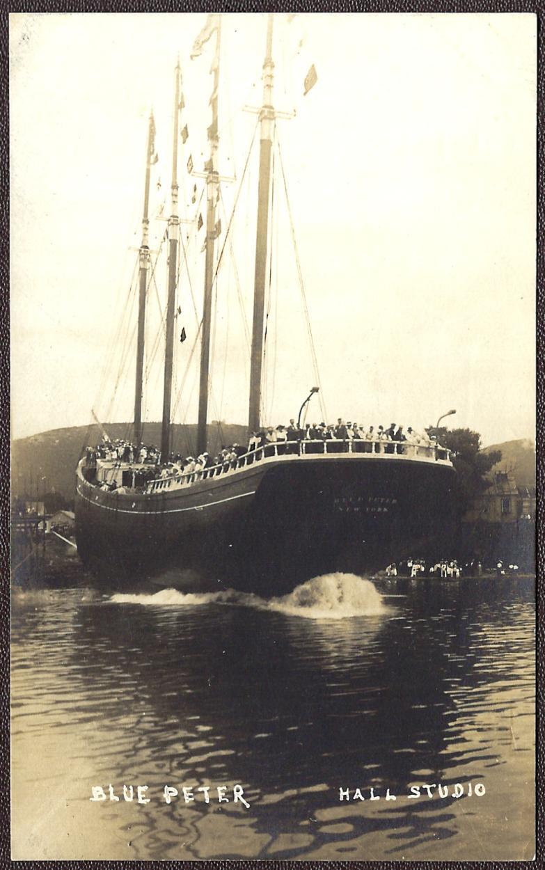 Schooner Blue Peter RPPC 1917 Camden, Maine Wrecked 1921 Uruguay - $49.75