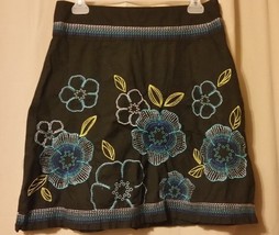 Heart Soul Black Skirt Embroidered Floral Juniors 7                     ... - £6.20 GBP