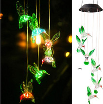 Led Color Solar Wind Chimes Lights Changing Hanging Hummingbird Light Yard Decor - £16.50 GBP
