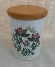 Portmeirion Botanic Garden Rhododendron Storage Canister Wood Top 4.5&quot; old mark - £17.39 GBP