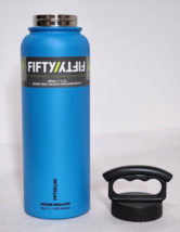 Blue 3 Finger Handle Fifty/Fifty 40oz Double Wall Insulated Steel Water Bottle