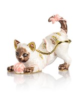 Keren Kopal Cat Playing with a ball  Trinket box Decorated w Austrian Cr... - $66.60